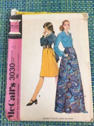 3030 71 LS YOKE BLOUSE, POCKET SKIRT KNEE-FLOOR PATTERN  14